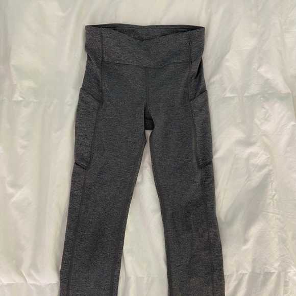 Grey Cropped Lululemon Leggings w/ Pocket - Picture 5 of 7